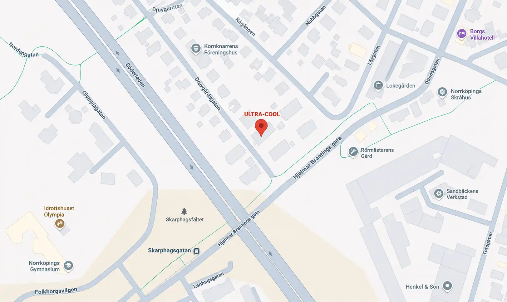 Map showing UltraCool headquarters location
